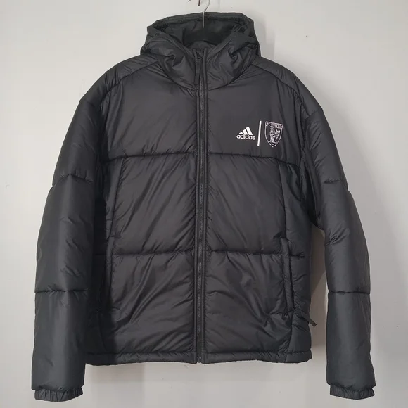 Adidas Men's Vintage Black Puffer zip Up Black Jacket Size Large